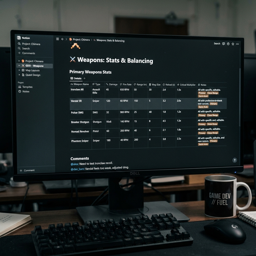 Notion Game Design Workspace
